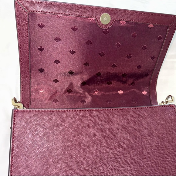 Kate Spade Leather Crosbody Purse Deep Burgundy Maroon - Picture 6 of 9